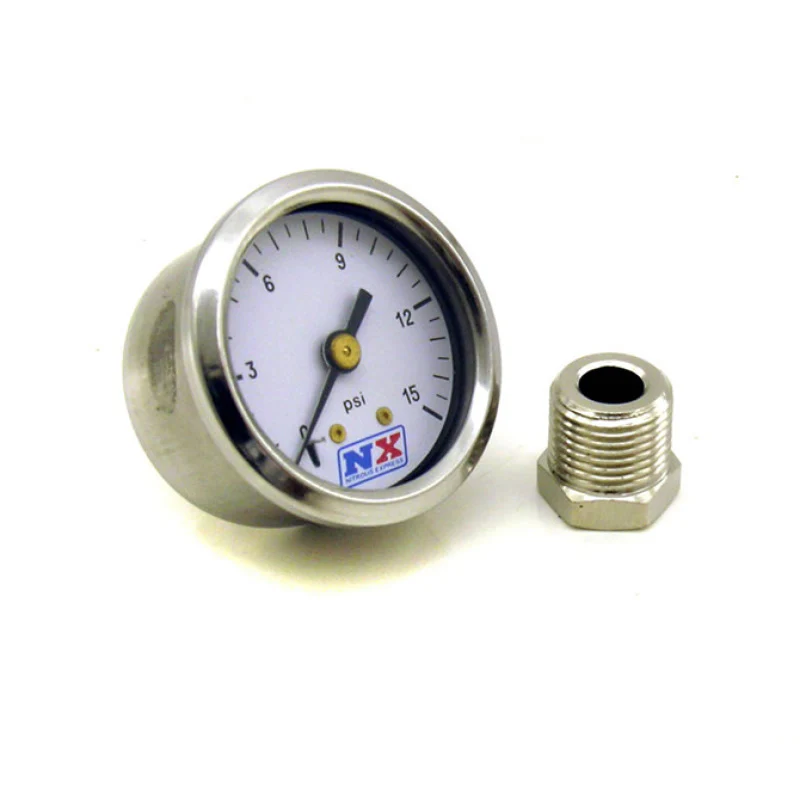 Nitrous Express Pressure Gauge (0-15 PSI w/Adaptor) - Image 2