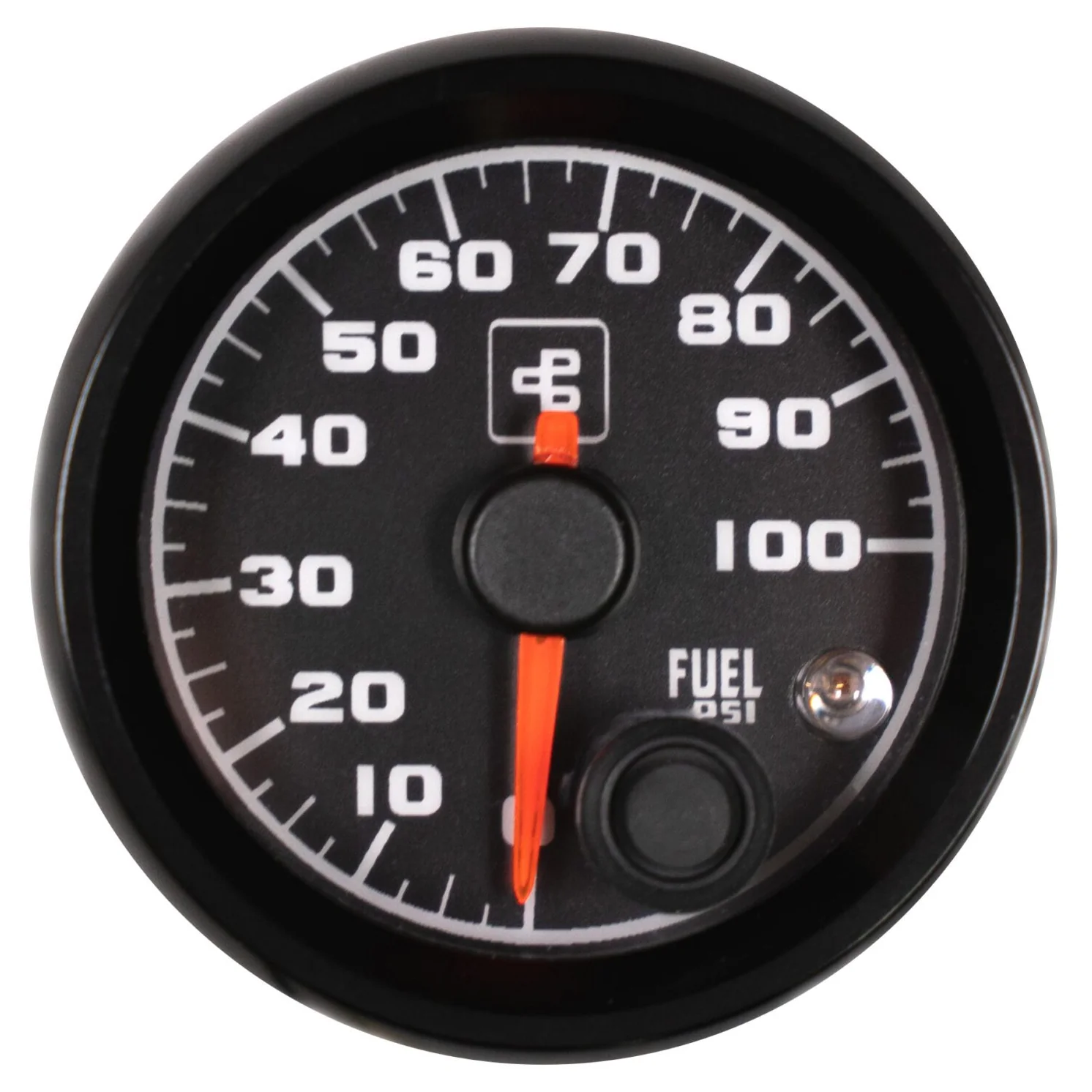 Power Driven Black 2-1/16" 100 psi Fuel Pressure Gauge with Warning