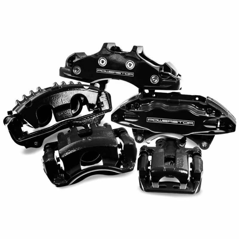 Power Stop 2000 Ford Excursion Rear Black Caliper - Pair w/Bracket - Image 6