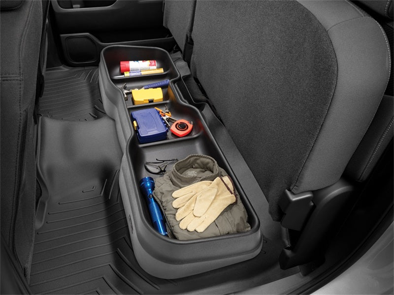 WeatherTech 2009+ Dodge Ram Trucks Quad/Crew Cab (w/ OEM Subwoofer) Underseat Storage System - Black - Image 2
