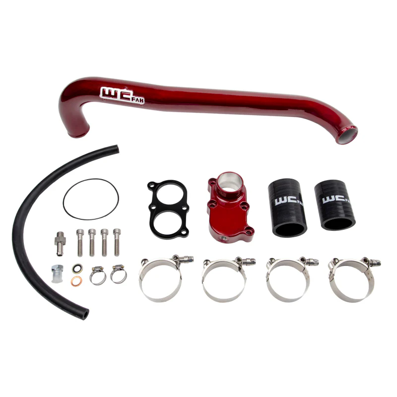 Wehrli 01-05 Chevrolet 6.6L LB7/LLY Duramax Thermostat Housing & Upper Coolant Pipe Kit - Bengal Red - Image 2