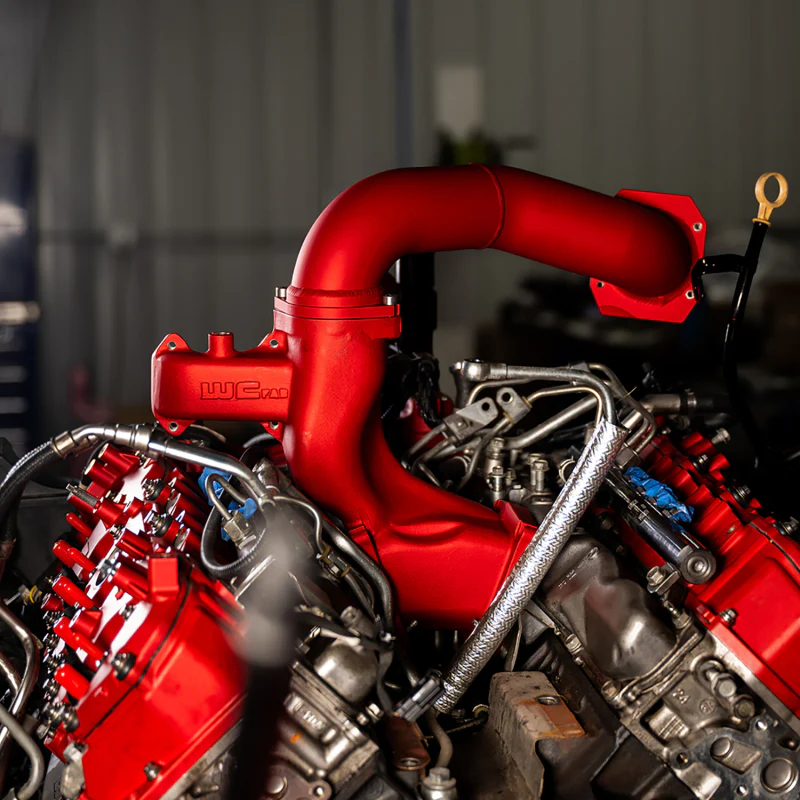 Wehrli 11-16 Chevrolet 6.6L LML Duramax High Flow Y-Bridge Kit - WCFab Red - Image 3