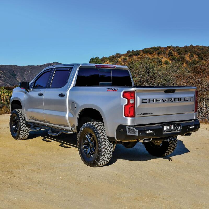Westin 19-22 Chevrolet Silverado / GMC Sierra Crew Cab Outlaw Nerf Step Bars - Textured Black - Image 3