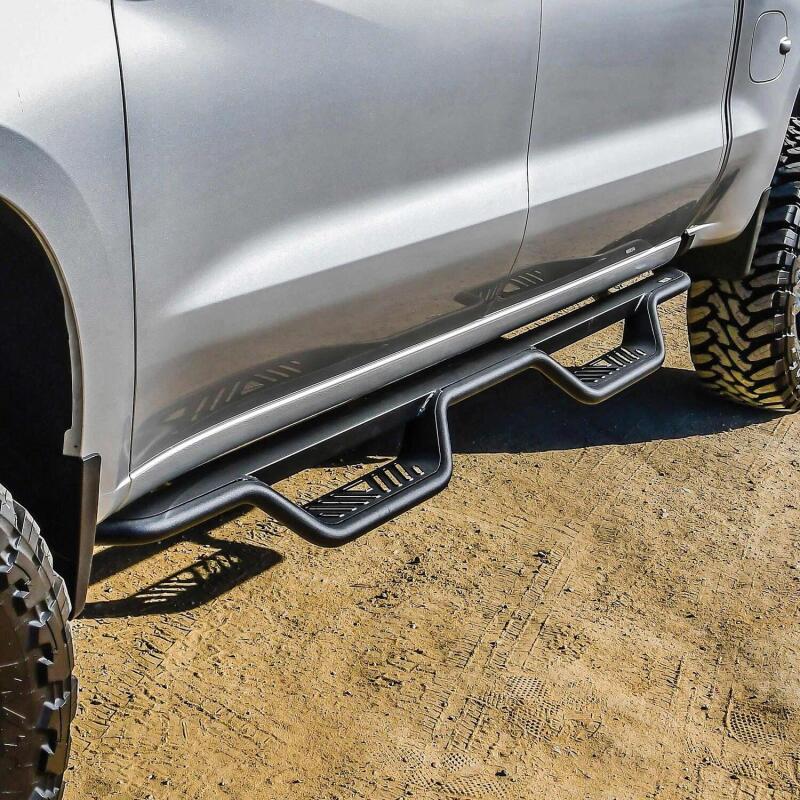 Westin 19-22 Chevrolet Silverado / GMC Sierra Crew Cab Outlaw Nerf Step Bars - Textured Black - Image 4