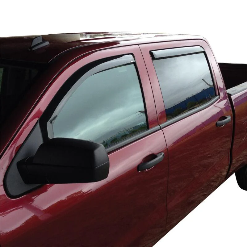 Westin 2014-2018 Chevy Silverado 1500 Crew Cab In-Channel Wind Deflector 4pc - Smoke - Image 2