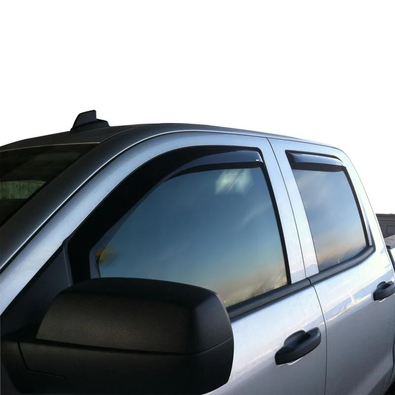 Westin 2014-2018 Chevy Silverado 1500 Dbl Cab In-Channel Wind Deflector 4pc - Smoke - Image 3