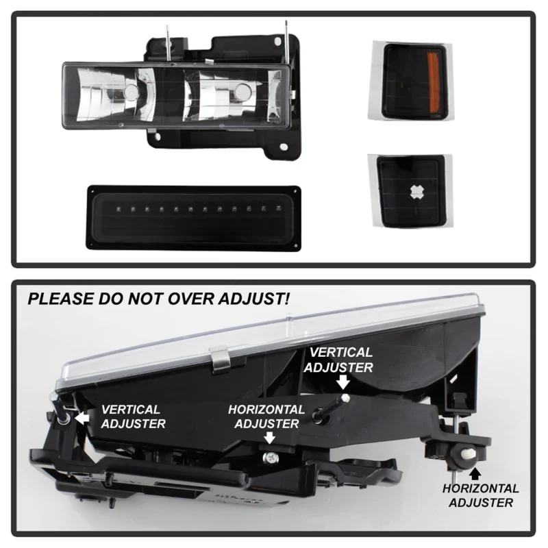 xTune 92-94 Blazer Full Size Corner/LED Bumper Headlights Black HD-JH-CCK88-LED-AM-BK-SET - Image 3